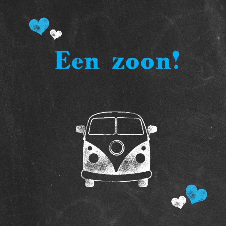 Felicitatie bus en harten blauw - Felicitatiekaarten Felicitatiekaarten - Felicitatie bus en harten blauw