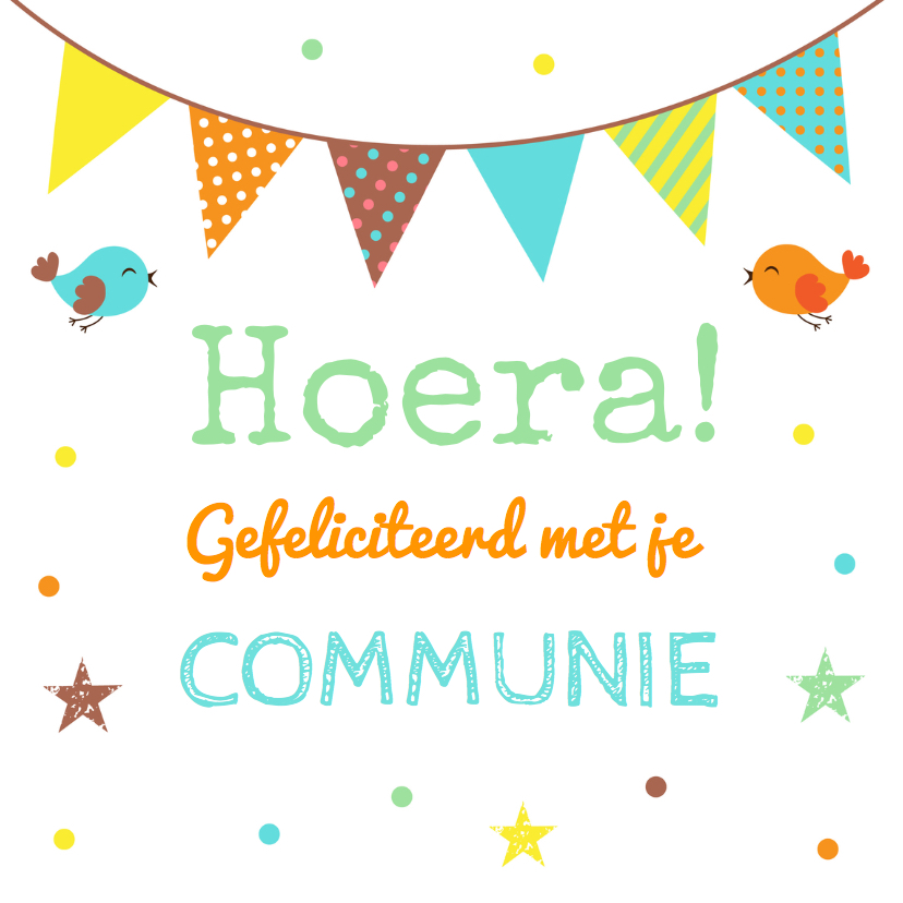 Felicitatie communie confetti vlag - Felicitatiekaarten Felicitatiekaarten - Felicitatie communie confetti vlag