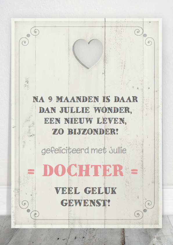 Felicitatiekaarten - Felicitatie Dochter Tekstbord 