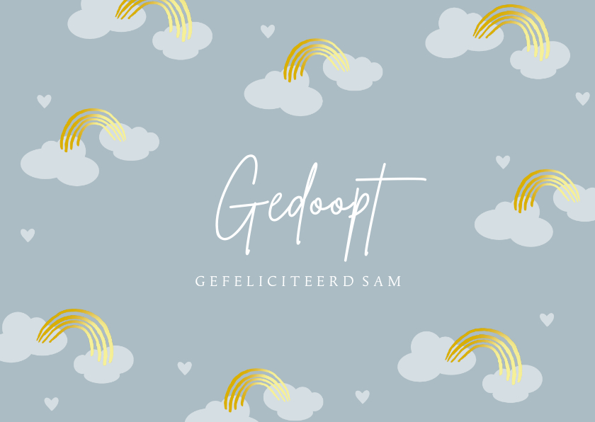 Felicitatie doopsel wolkjes met regenboog - Felicitatiekaarten Felicitatiekaarten - Felicitatie doopsel wolkjes met regenboog