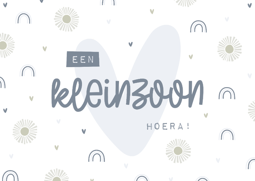 Felicitatiekaarten - Felicitatie een kleinzoon hoera met regenboogjes patroon