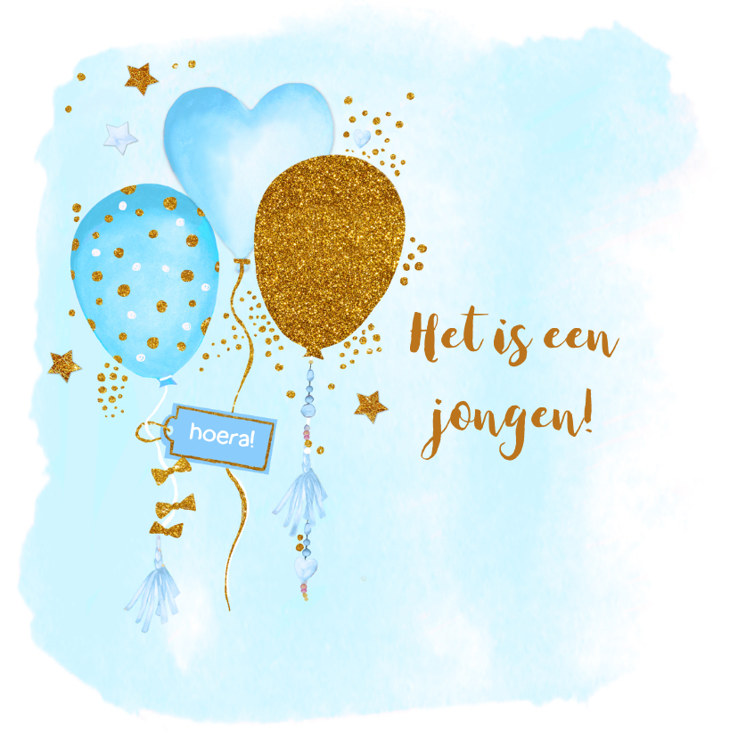Felicitatiekaarten - Felicitatie geboorte jongen ballonnen