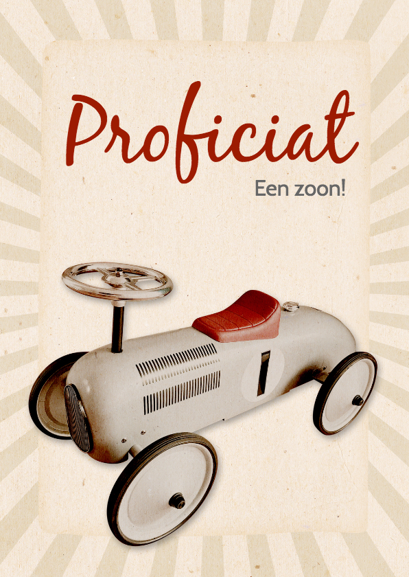Felicitatie geboorte loopwagen retro - Felicitatiekaarten Felicitatiekaarten - Felicitatie geboorte loopwagen retro