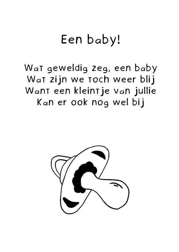 Felicitatie geboorte speen en gedichtje - Felicitatiekaarten Felicitatiekaarten - Felicitatie geboorte speen en gedichtje