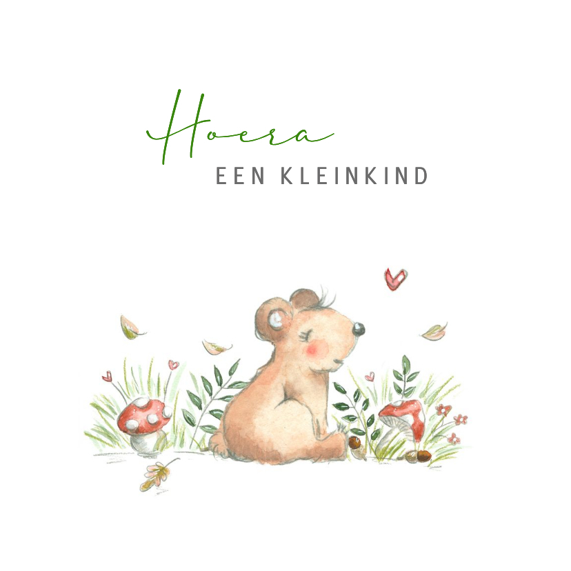 Felicitatie geboorte zittend beertje herfst - Felicitatiekaarten Felicitatiekaarten - Felicitatie geboorte zittend beertje herfst