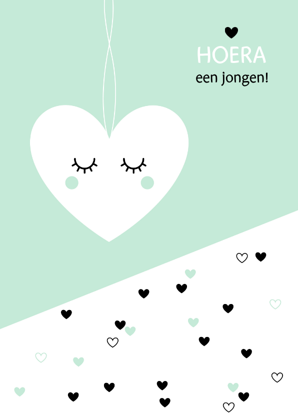 Felicitatie - Hartjes met oogjes, jongen - Felicitatiekaarten Felicitatiekaarten - Felicitatie - Hartjes met oogjes, jongen