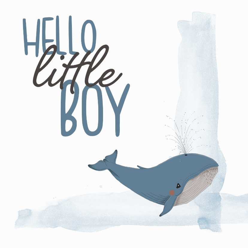 Felicitatiekaarten - Felicitatie - hello little boy walvis geboorte
