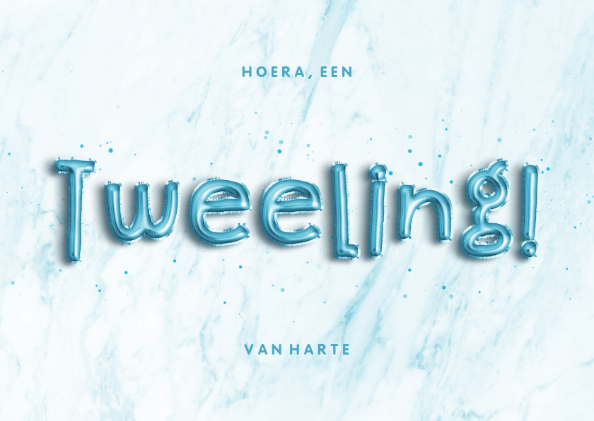 Felicitatie 'Hoera, een tweeling!' folieballon blauw - Felicitatiekaarten Felicitatiekaarten - Felicitatie 'Hoera, een tweeling!' folieballon blauw