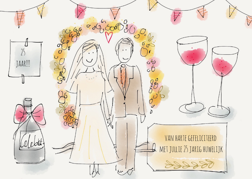 Felicitatiekaarten - Felicitatie Huwelijk Illustratie