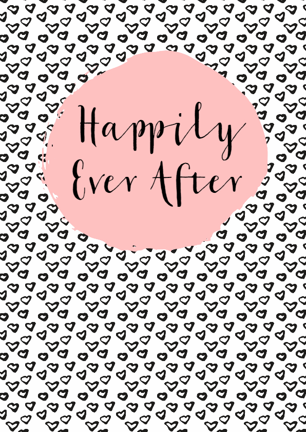 Felicitatiekaarten - Felicitatie Huwelijk zwartwit hartjes - WW