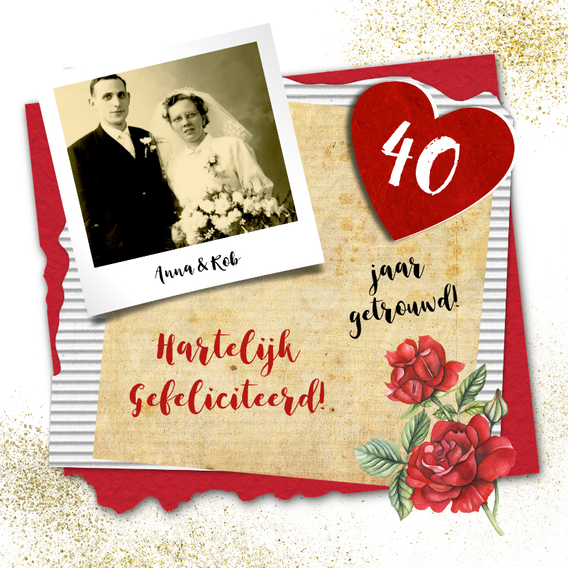 Felicitatie huwelijksjubileum roos - Felicitatiekaarten Felicitatiekaarten - Felicitatie huwelijksjubileum roos