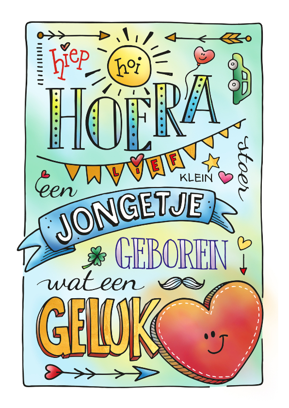 Felicitatie jongetje handlettering - Felicitatiekaarten Felicitatiekaarten - Felicitatie jongetje handlettering
