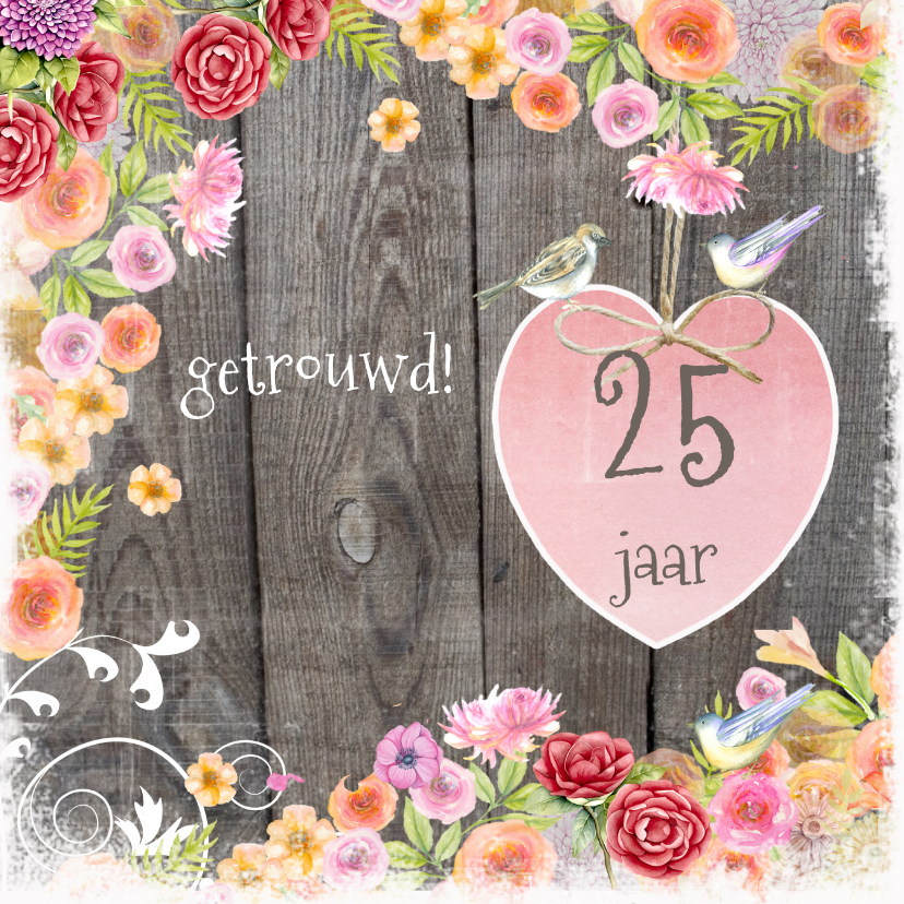 felicitatie jubileum vogels hout - Felicitatiekaarten Felicitatiekaarten - felicitatie jubileum vogels hout