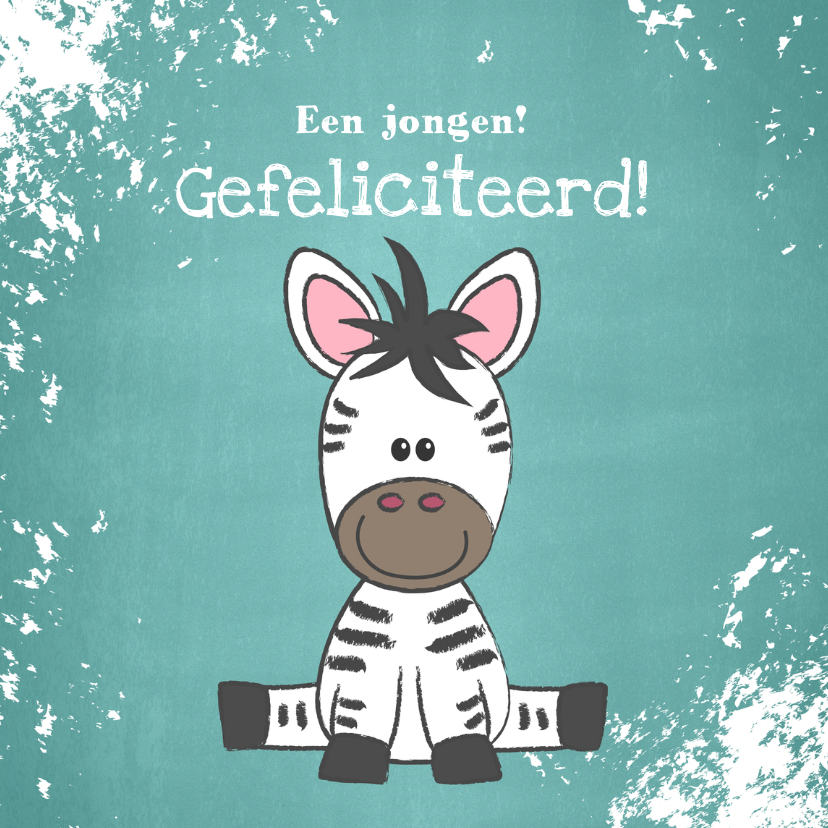 Felicitatiekaarten - Felicitatie kaartje met een illustratie van een lieve zebra