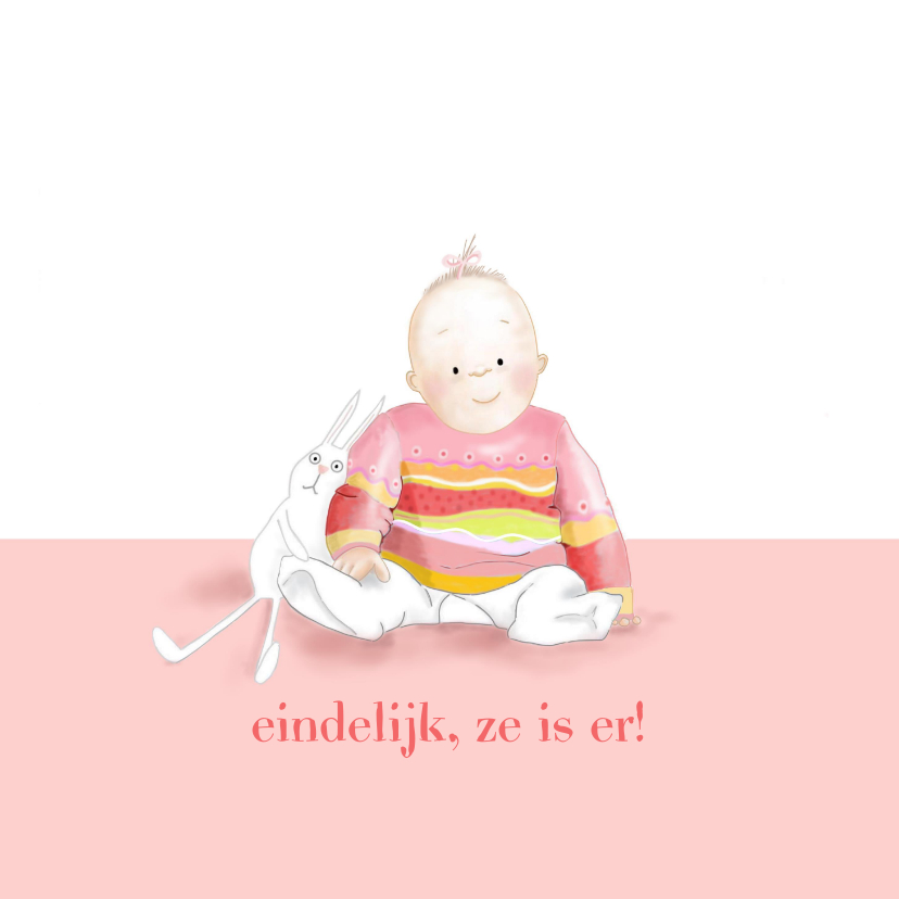 Felicitatie - klein meisje met konijntje - Felicitatiekaarten Felicitatiekaarten - Felicitatie - klein meisje met konijntje