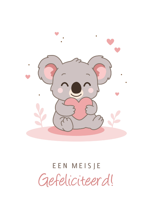 Felicitatie koala met hartje - Felicitatiekaarten Felicitatiekaarten - Felicitatie koala met hartje