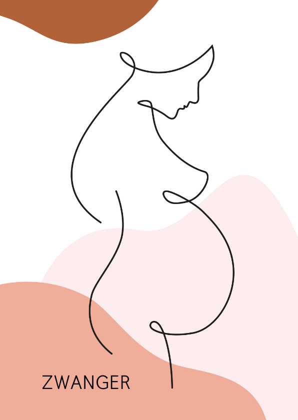 Felicitatiekaarten - Felicitatie - Lijntekening vrouw zwanger