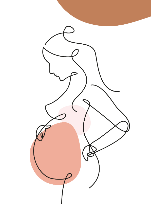 Felicitatiekaarten - Felicitatie - Lijntekening zwangere vrouw