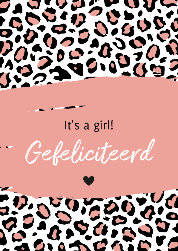 Felicitatiekaarten - Felicitatie - Luipaard print zalmroze