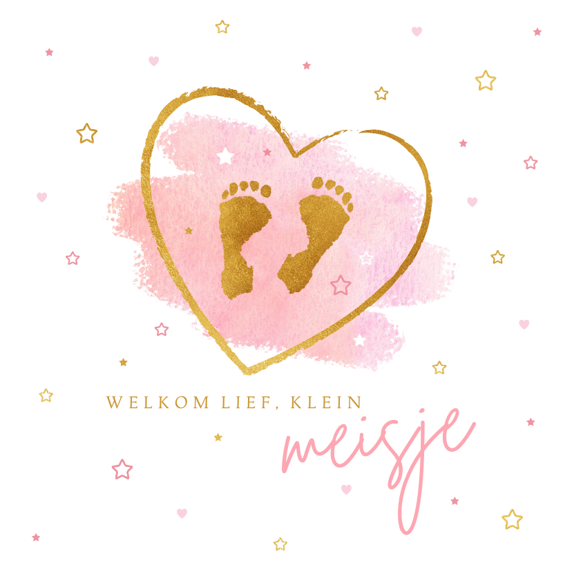 Felicitatiekaarten - Felicitatie meisje baby voetjes roze