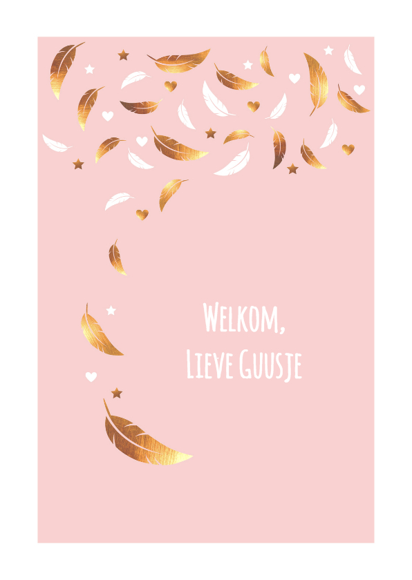 felicitatie-meisje-veren-goud - Felicitatiekaarten Felicitatiekaarten - felicitatie-meisje-veren-goud