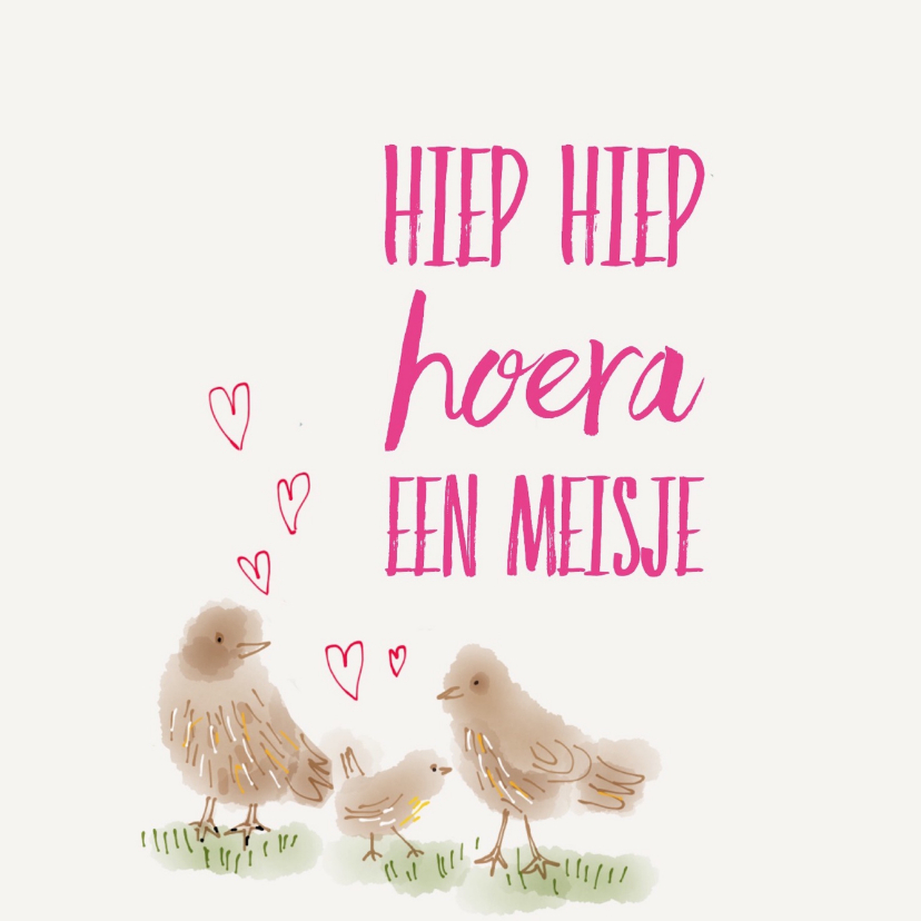 Felicitatie Meisje vogeltjes - Felicitatiekaarten Felicitatiekaarten - Felicitatie Meisje vogeltjes