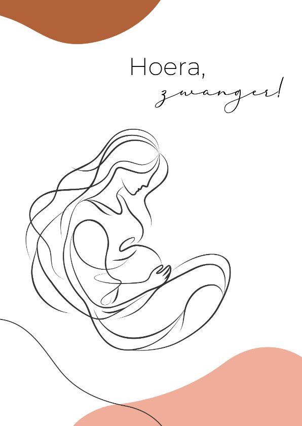 Felicitatiekaarten - Felicitatie met lijntekening zwangere vrouw