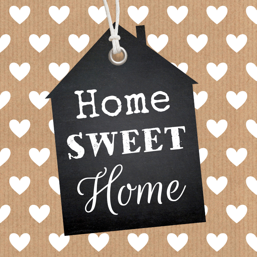 Felicitatie nieuwe woning hartjes krijtbord label - Felicitatiekaarten Felicitatiekaarten - Felicitatie nieuwe woning hartjes krijtbord label