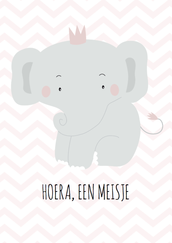 Felicitatie olifantje meisje - Felicitatiekaarten Felicitatiekaarten - Felicitatie olifantje meisje