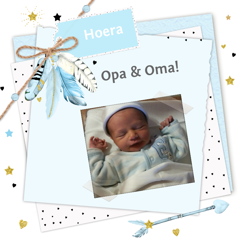 Felicitatie opa en oma papiertjes veertjes - Felicitatiekaarten Felicitatiekaarten - Felicitatie opa en oma papiertjes veertjes