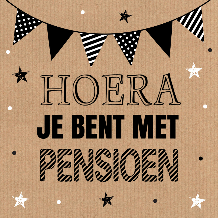 Felicitatiekaarten - Felicitatie pensioen kraft slinger typografie