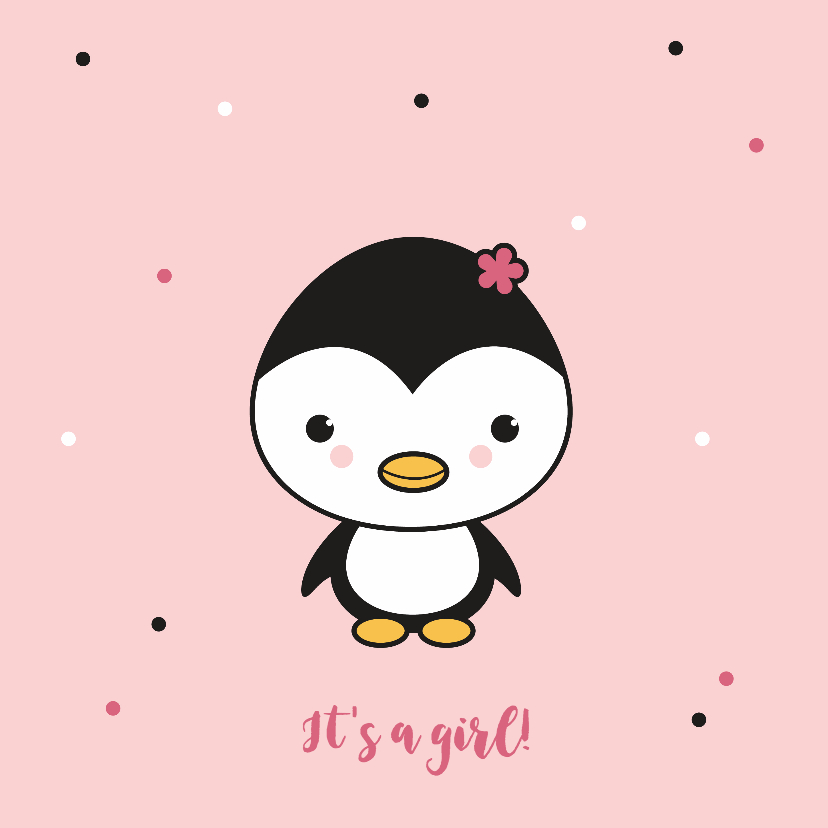 Felicitatiekaarten - Felicitatie - Pinguïn meisje
