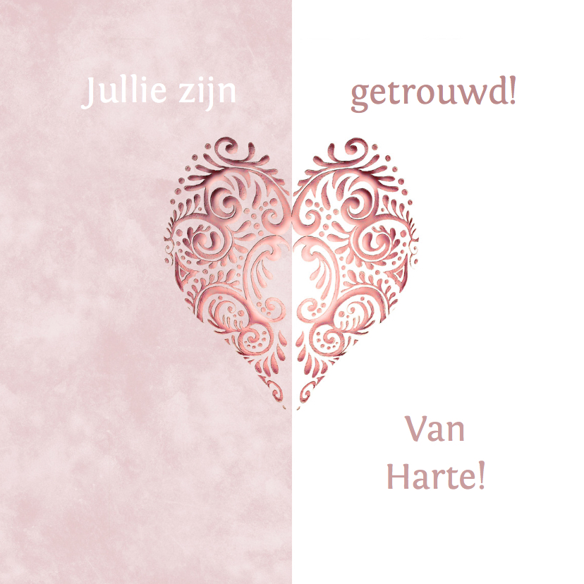 Felicitatie roze hart huwelijk - Felicitatiekaarten Felicitatiekaarten - Felicitatie roze hart huwelijk