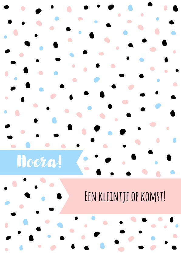Felicitatiekaarten - Felicitatie - Slordig stippen in roze en blauw