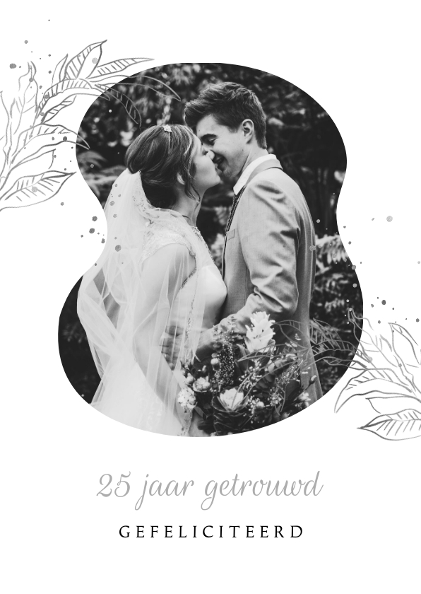 Felicitatie stijlvol minimalistisch bladerdak zilver foto - Felicitatiekaarten Felicitatiekaarten - Felicitatie stijlvol minimalistisch bladerdak zilver foto