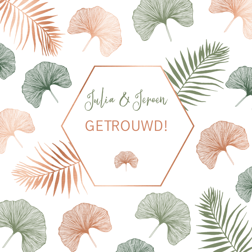 Felicitatiekaarten - Felicitatie trouwen ginkgoblad