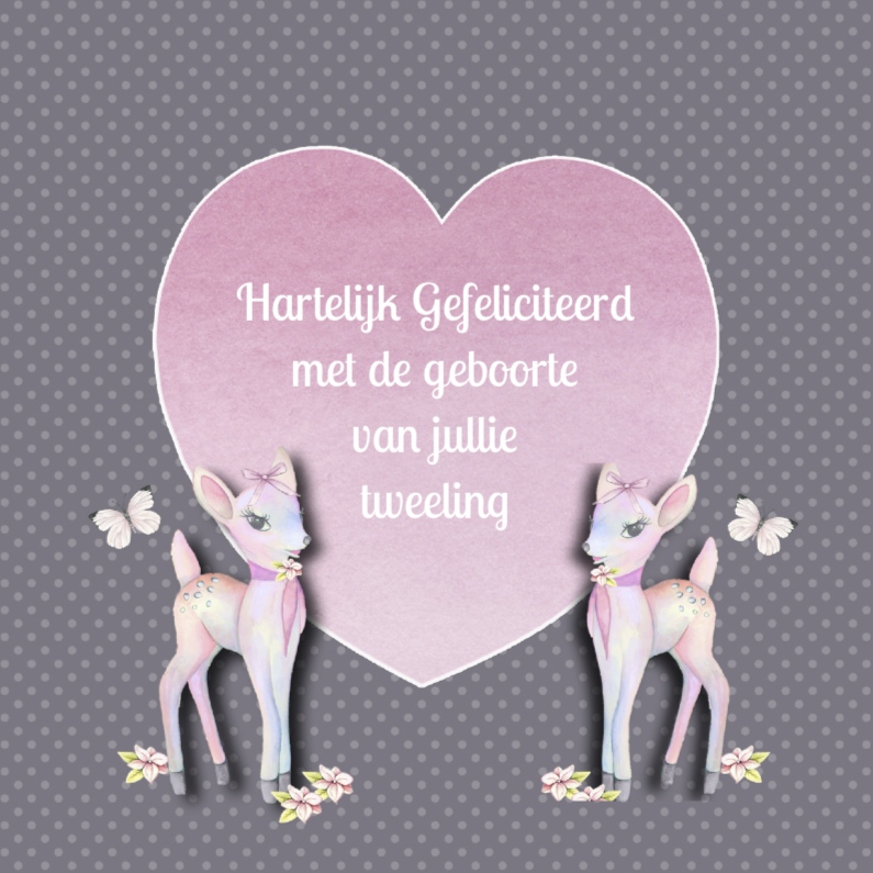 Felicitatie tweeling bambi girl - Felicitatiekaarten Felicitatiekaarten - Felicitatie tweeling bambi girl