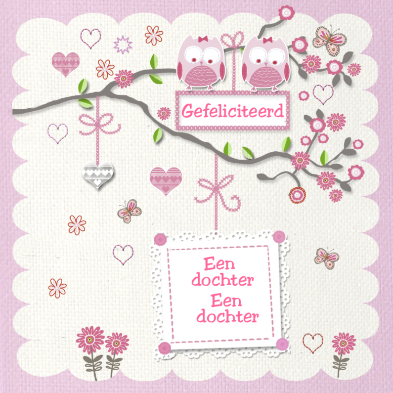 felicitatie tweeling dochter uiltjes - Felicitatiekaarten Felicitatiekaarten - felicitatie tweeling dochter uiltjes