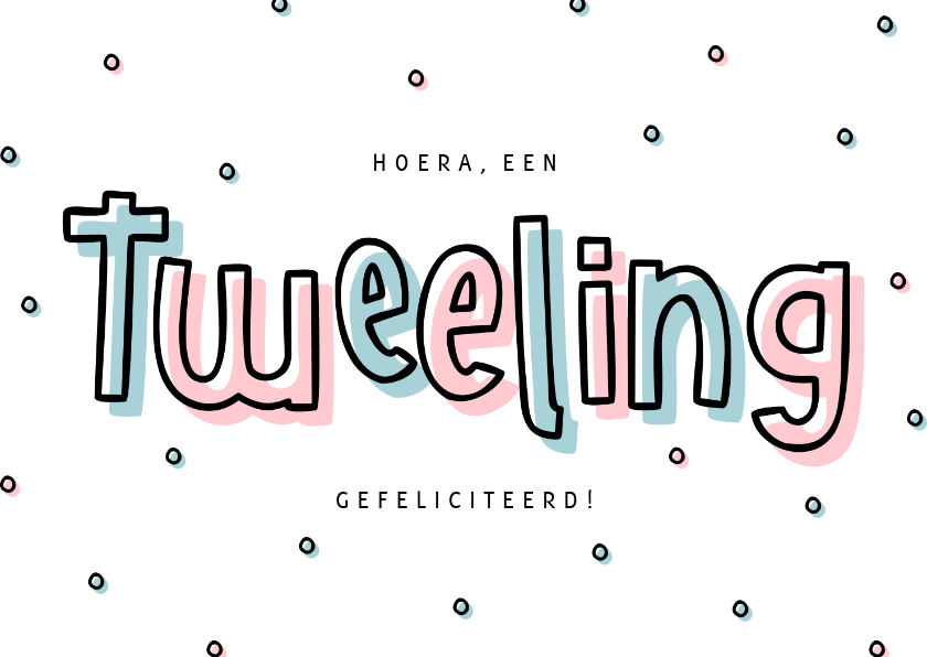 Felicitatiekaarten - Felicitatie tweeling hip met confetti