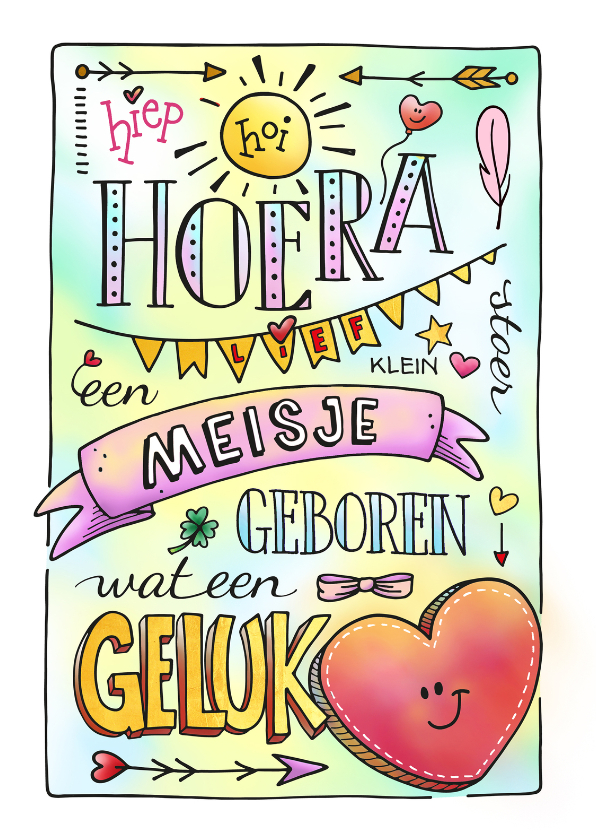 Felicitatie voor meisje handlettering - Felicitatiekaarten Felicitatiekaarten - Felicitatie voor meisje handlettering