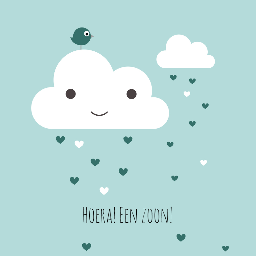 Felicitatiekaarten - Felicitatie - Wolk met harten