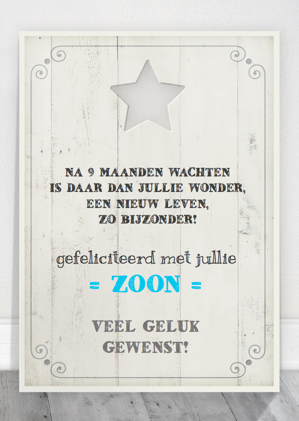 Felicitatiekaarten - Felicitatie Zoon Tekstbord Hout