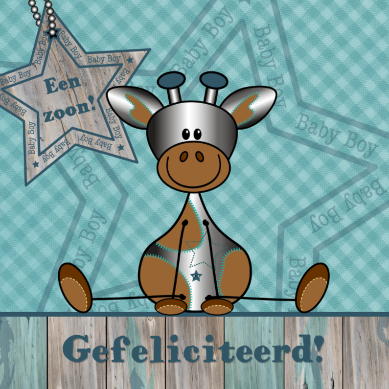 Felicitatie zoon zilver girafje - Felicitatiekaarten Felicitatiekaarten - Felicitatie zoon zilver girafje