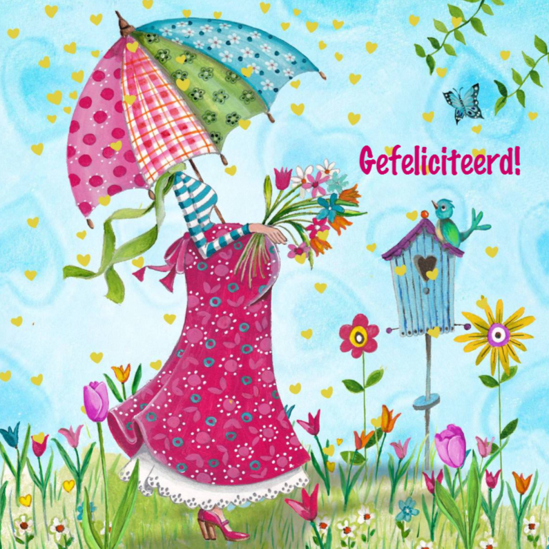 Felicitatie Zwanger Parasol Illustratie - Felicitatiekaarten Felicitatiekaarten - Felicitatie Zwanger Parasol Illustratie