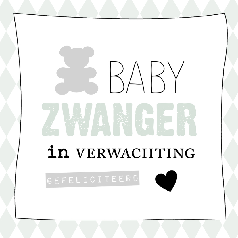 Felicitatie zwanger pastel groen - Felicitatiekaarten Felicitatiekaarten - Felicitatie zwanger pastel groen
