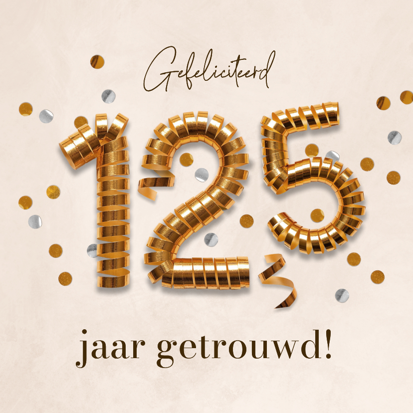 Felicitatiekaarten - Felicitatiekaart 12,5 jaar getrouwd slingers cijfers koper