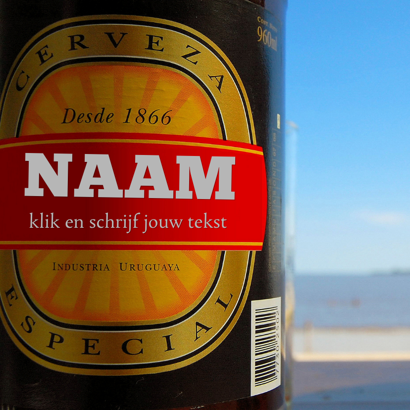 Felicitatiekaart bierflesje met naam - Felicitatiekaarten Felicitatiekaarten - Felicitatiekaart bierflesje met naam