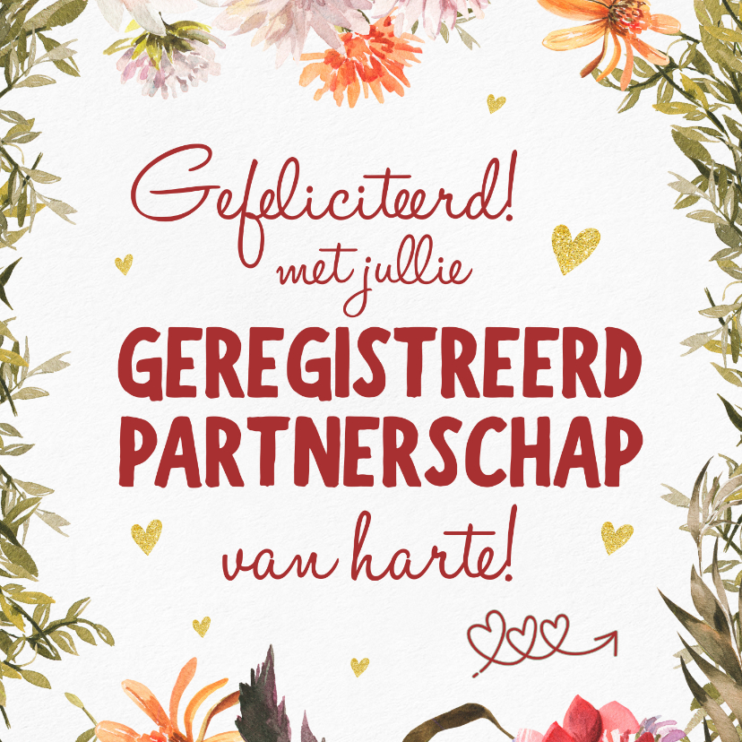 Felicitatiekaarten - Felicitatiekaart bloemen geregistreerd partnerschap 