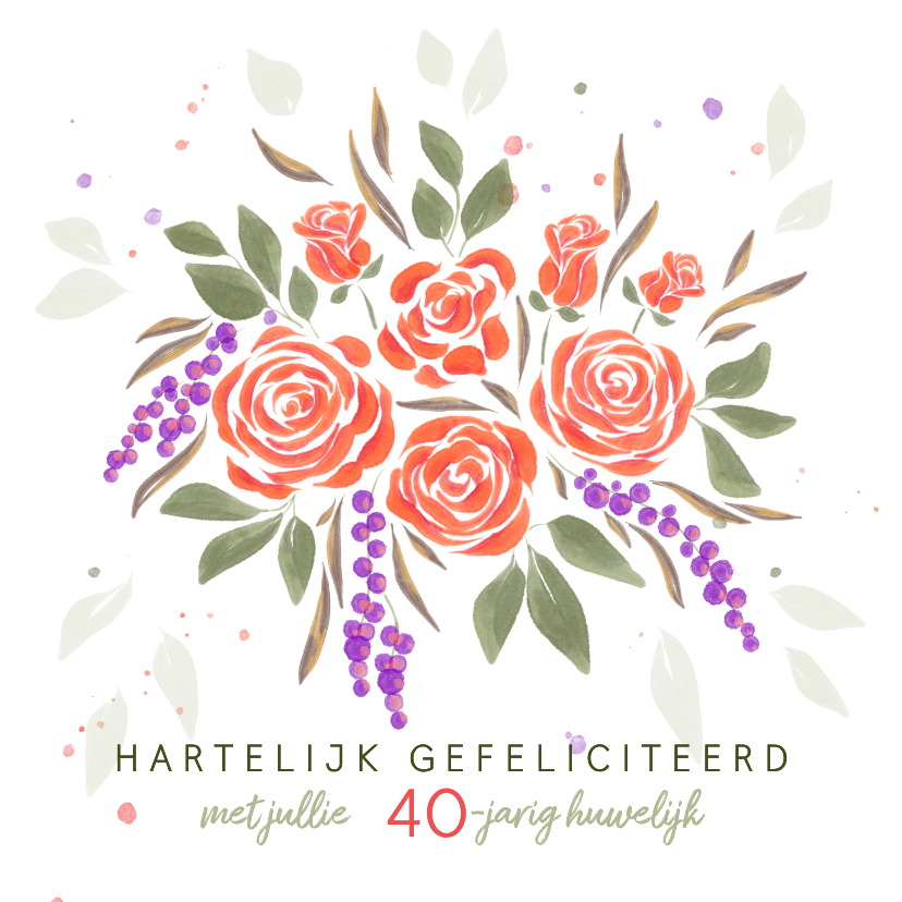 Felicitatiekaarten - Felicitatiekaart boeket oranje rozen 