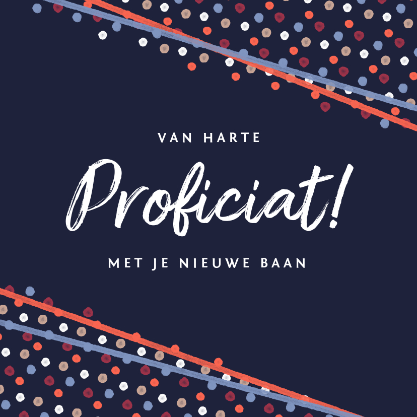 Felicitatiekaarten - Felicitatiekaart feestelijk confetti vrolijk nieuwe baan